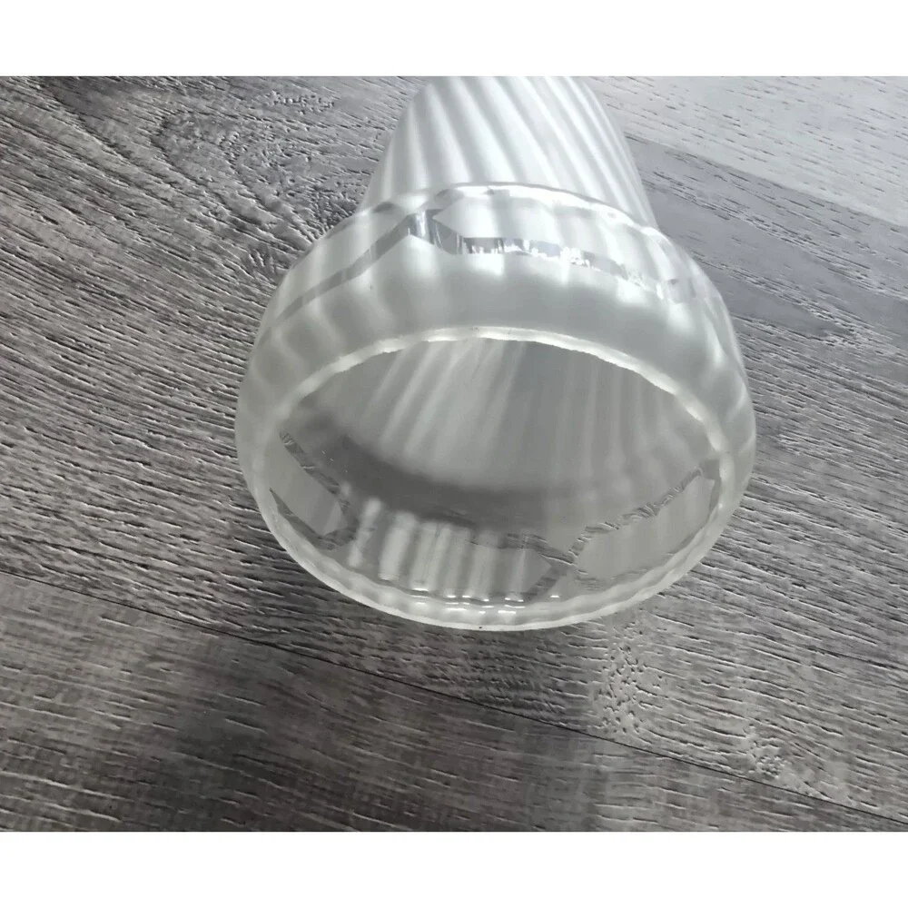 Vintage Art Deco Frosted Swirll Glass Light Lamp Shade Ribbed Flared 2” Fitter